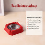 Top-down view of heat-resistant ashtray highlighting stainless steel bowl