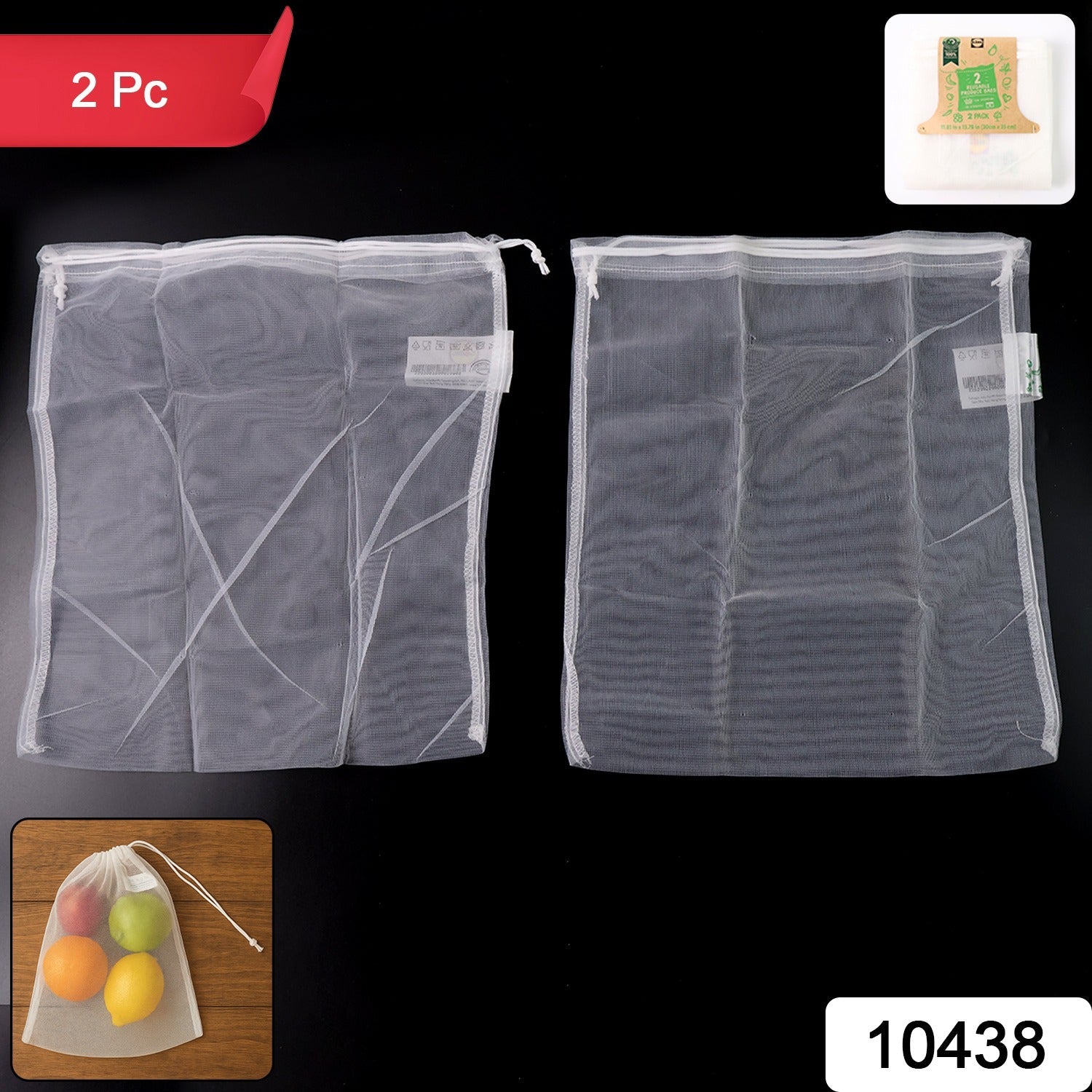 Eco-friendly reusable mesh produce bags ideal for grocery shopping and kitchen use
