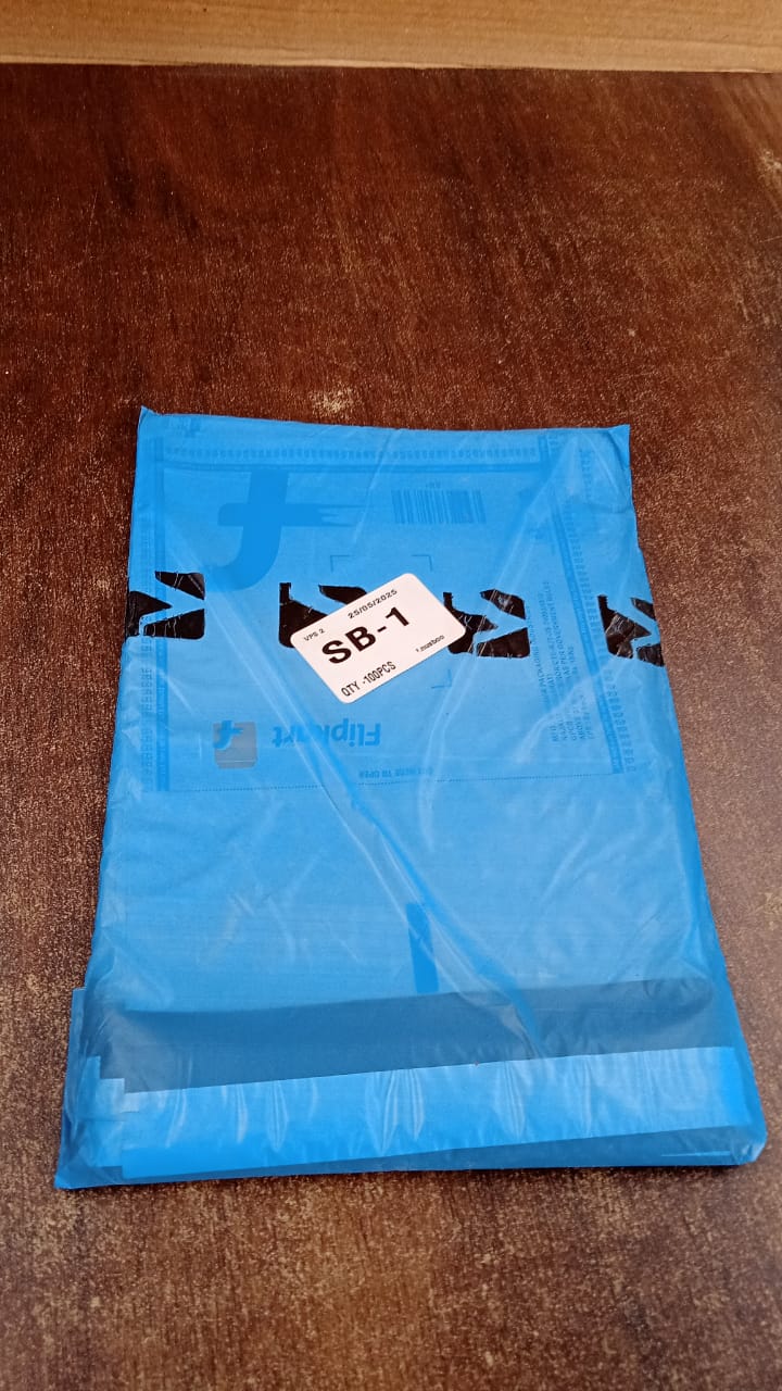Close-up image of Flipkart branded courier bag packaging material