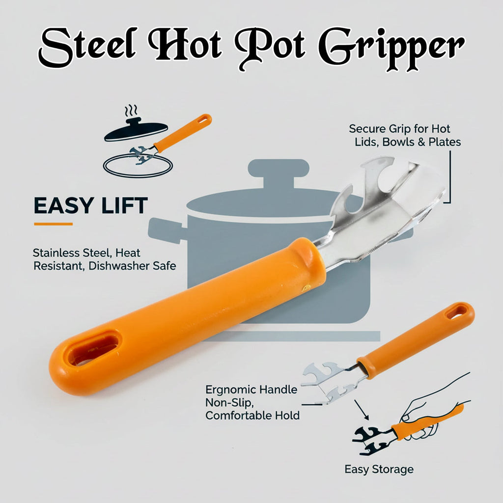 Ergonomic heat-resistant handle of stainless steel hot pot gripper