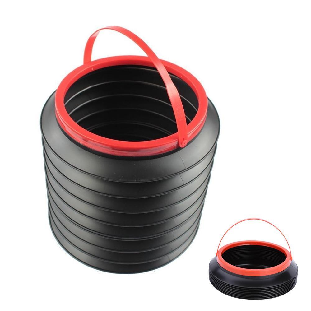 Multipurpose foldable car bin with items like water bottles and tissues inside.