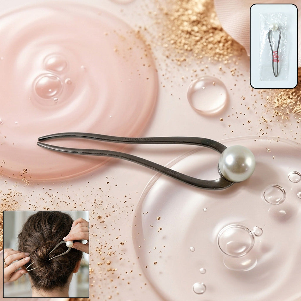Elegant pearl hair pin clip on white background