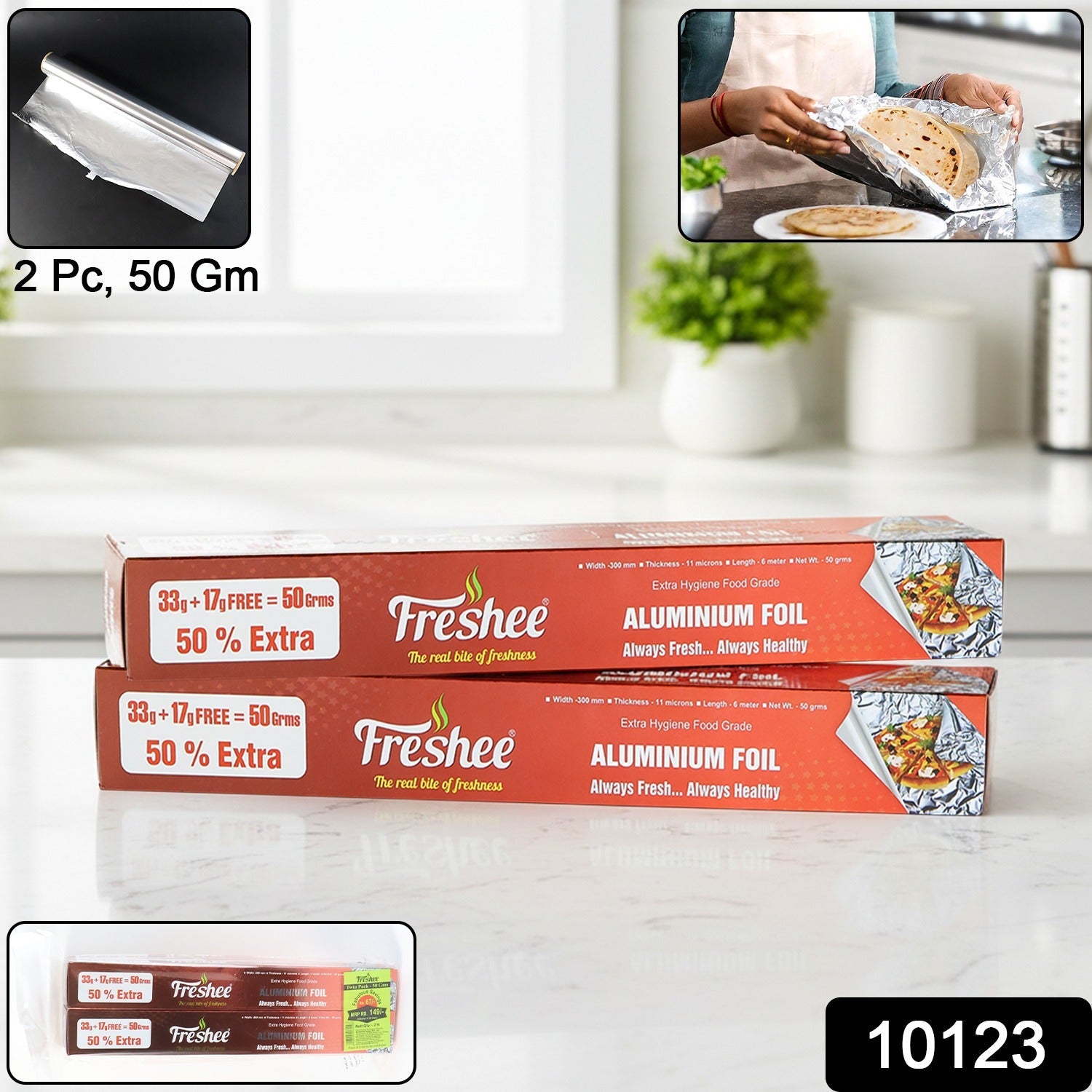 Twin pack featuring two rolls of heavy-duty aluminium foil for baking and storage