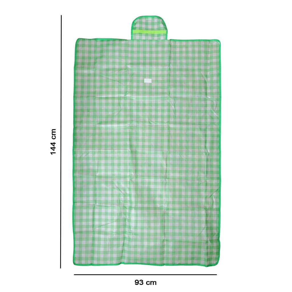 Foldable water-resistant beach picnic mat with handle for portability