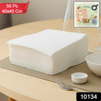 Pack of 50 disposable dinner napkins sized 40 by 40 cm for parties and events
