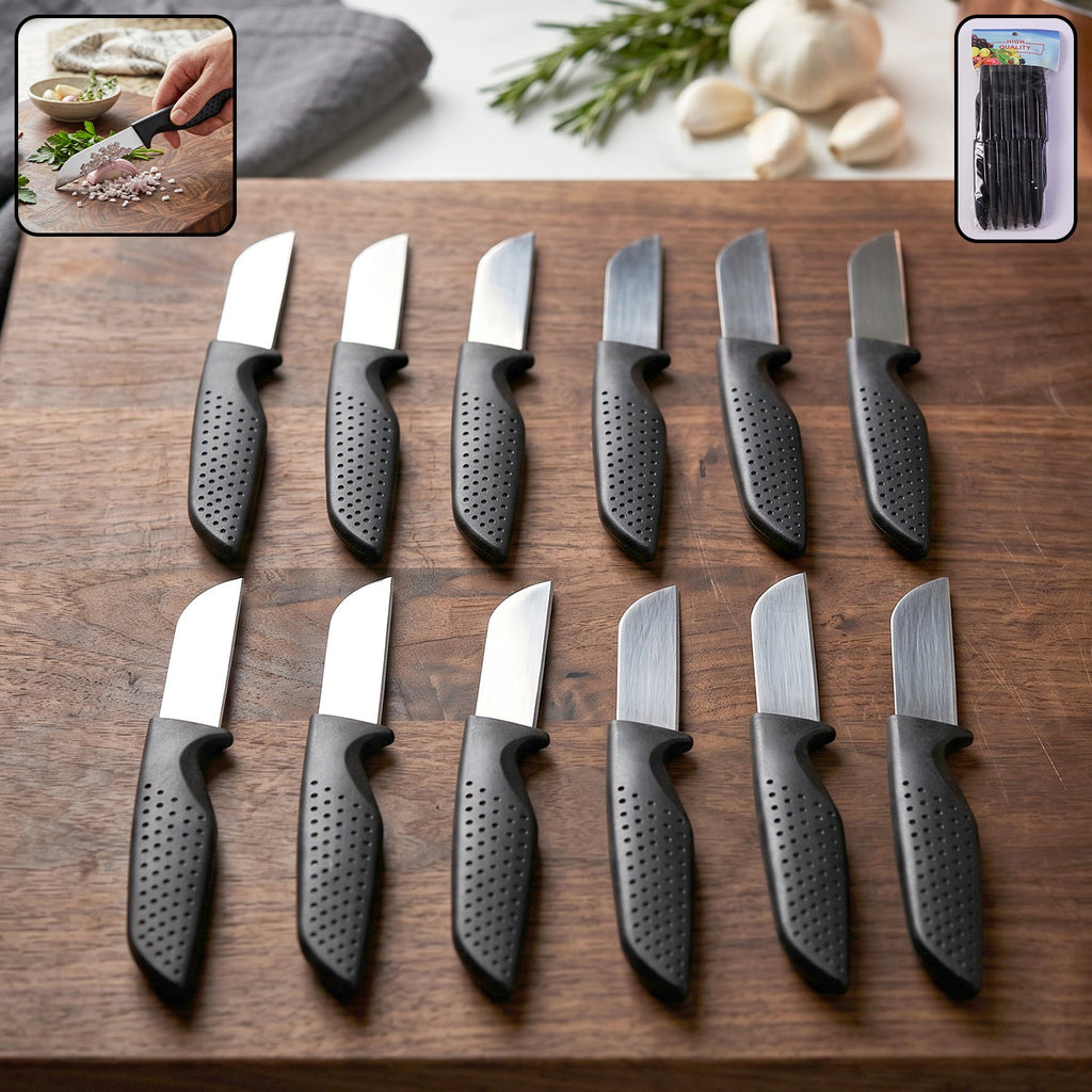 12-piece kitchen knife set with ergonomic non-slip handles for safe cooking