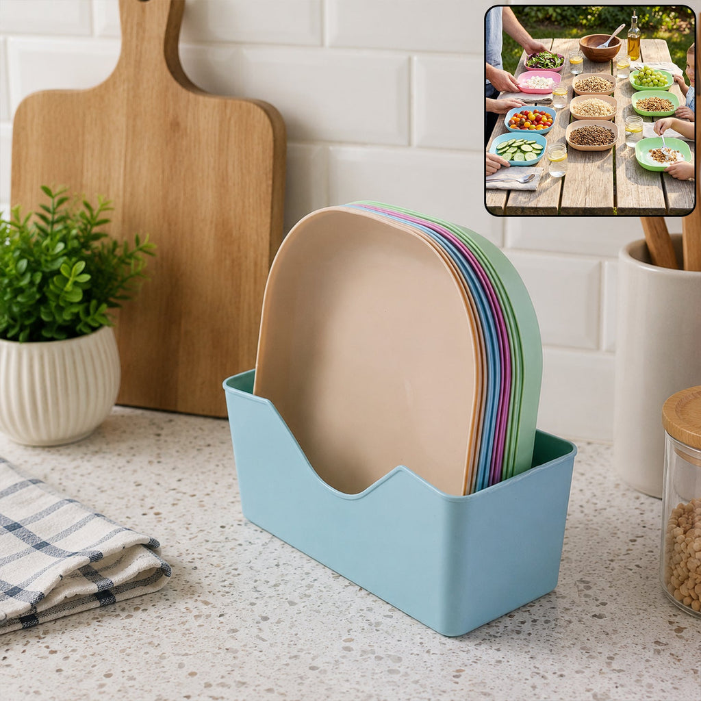11-in-1 multi-compartment plastic snack serving plates set for outdoor picnic