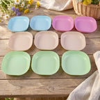 Compact plastic snack serving tray with divided sections