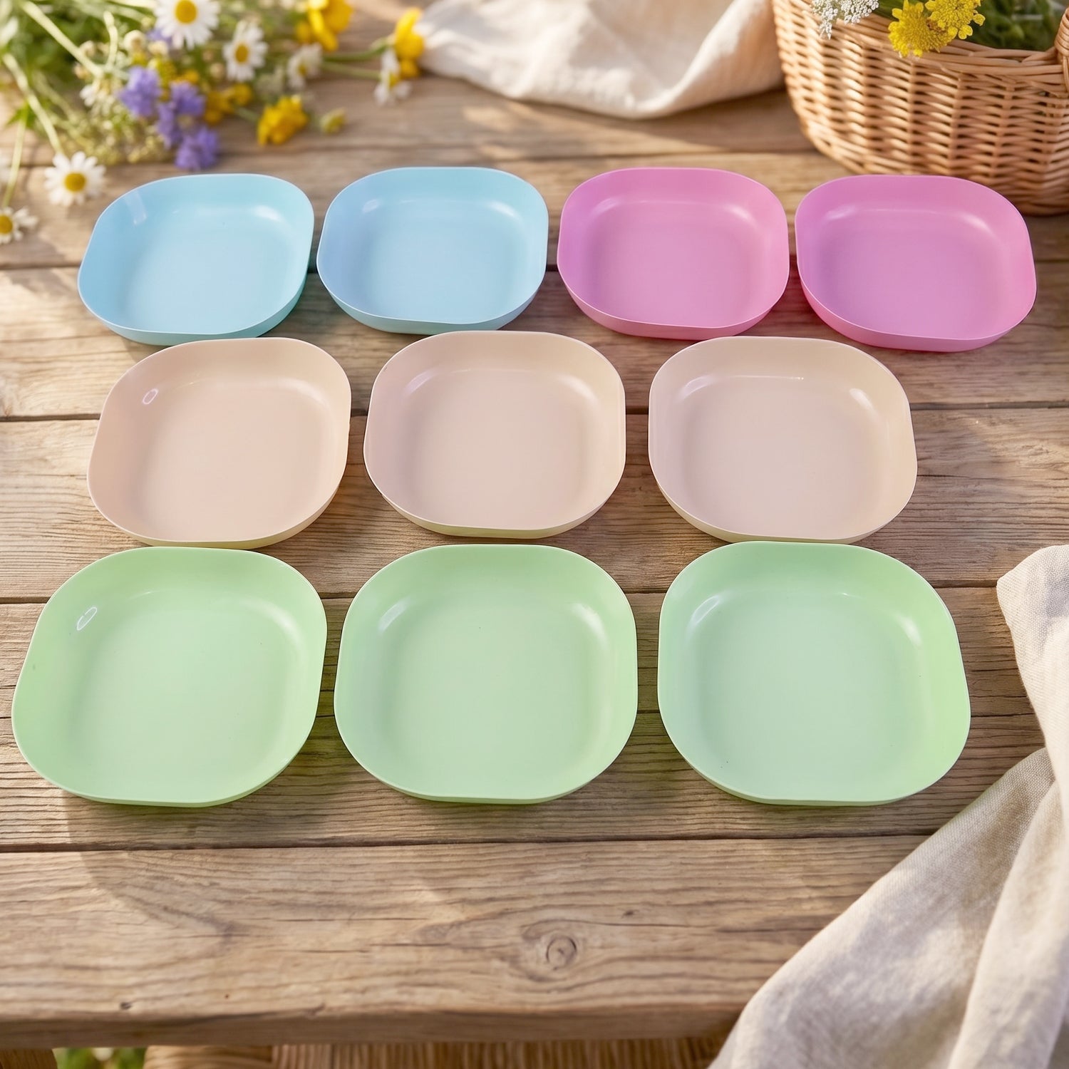 Compact plastic snack serving tray with divided sections