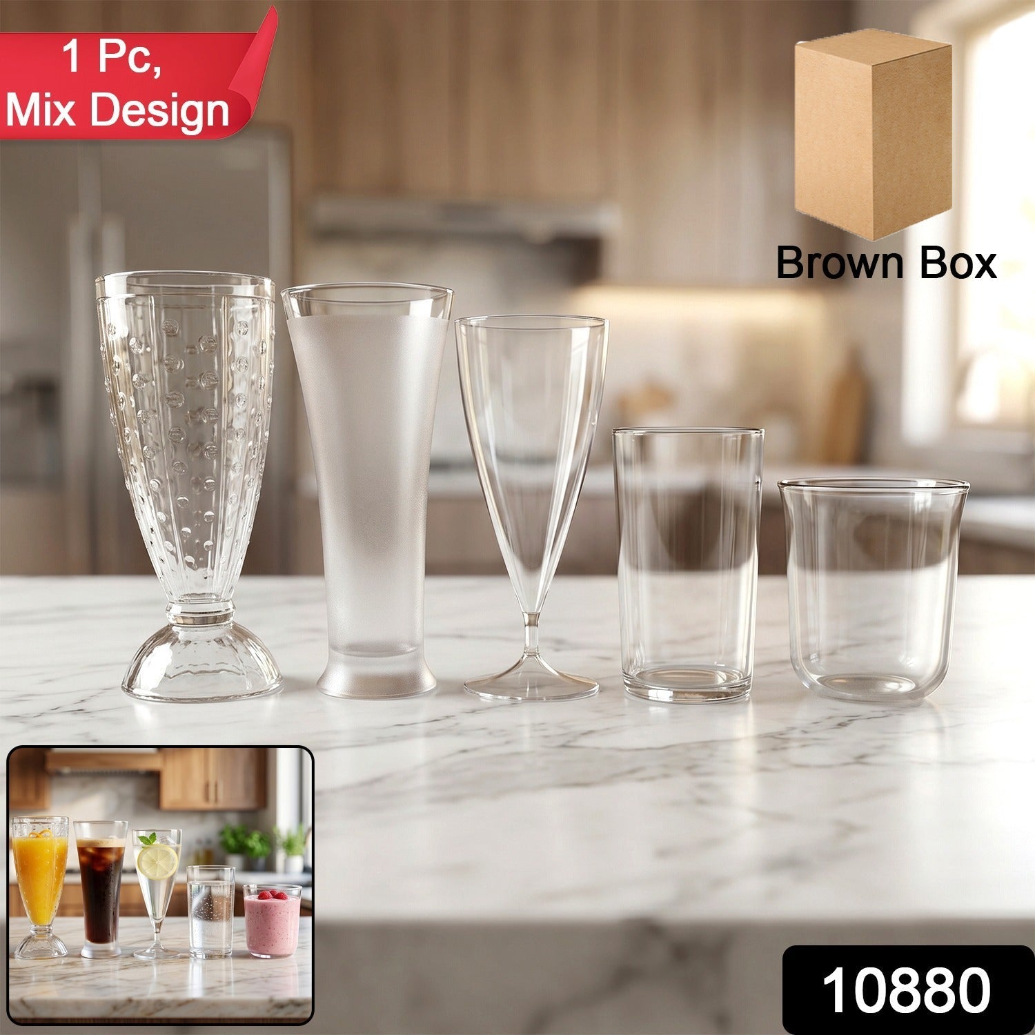 Durable unbreakable plastic drinking glass with transparent design