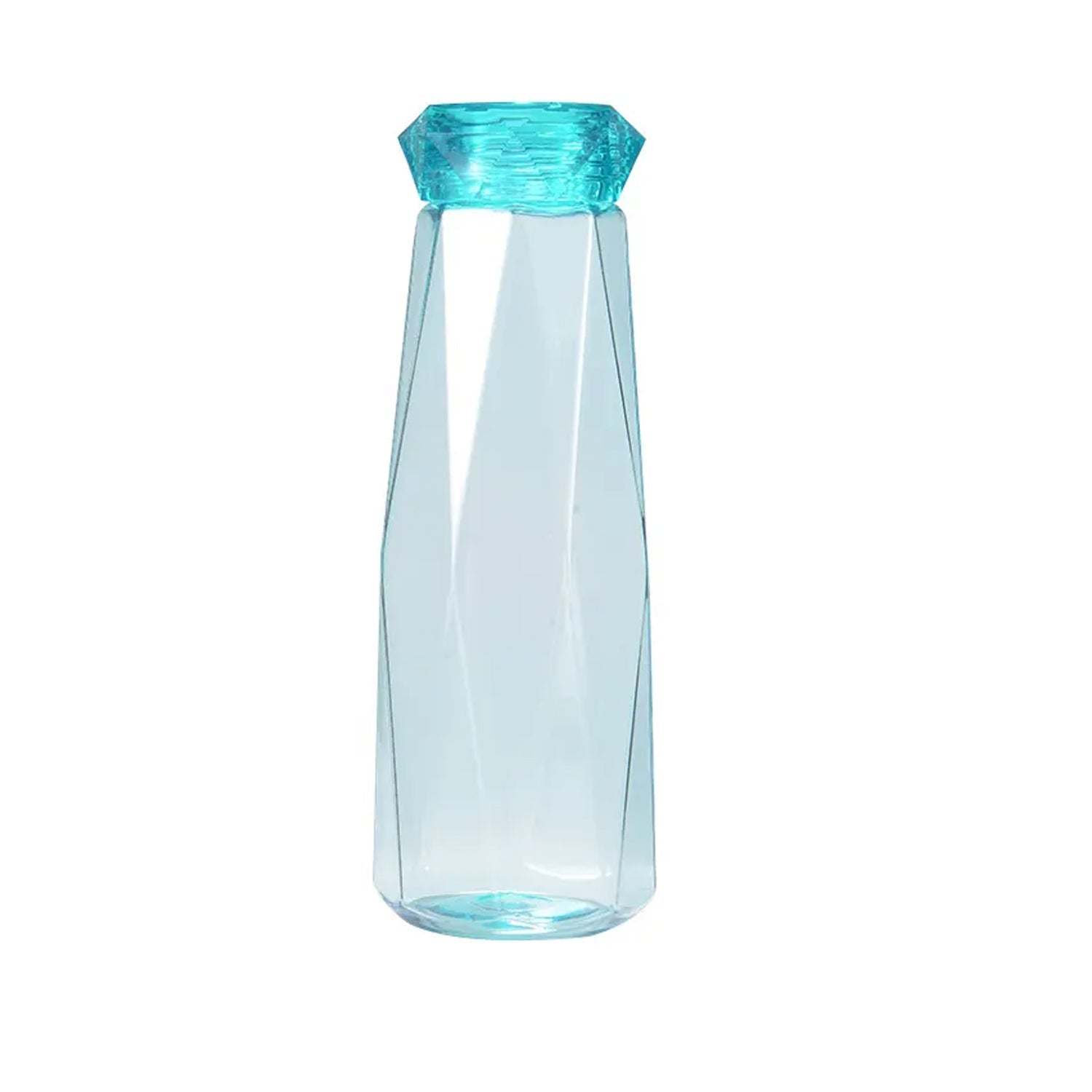 Clear glass water bottle designed for fridge door storage