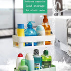 The sturdy ABS plastic shower corner caddy provides ample storage.