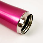 Exterior shot of a stylish stainless steel travel water bottle