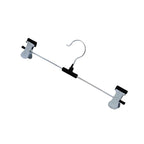 Pack of 12 durable stainless steel hangers with versatile adjustable clips.
