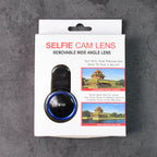 Lifestyle image showing user capturing selfie with clip-on wide-angle lens
