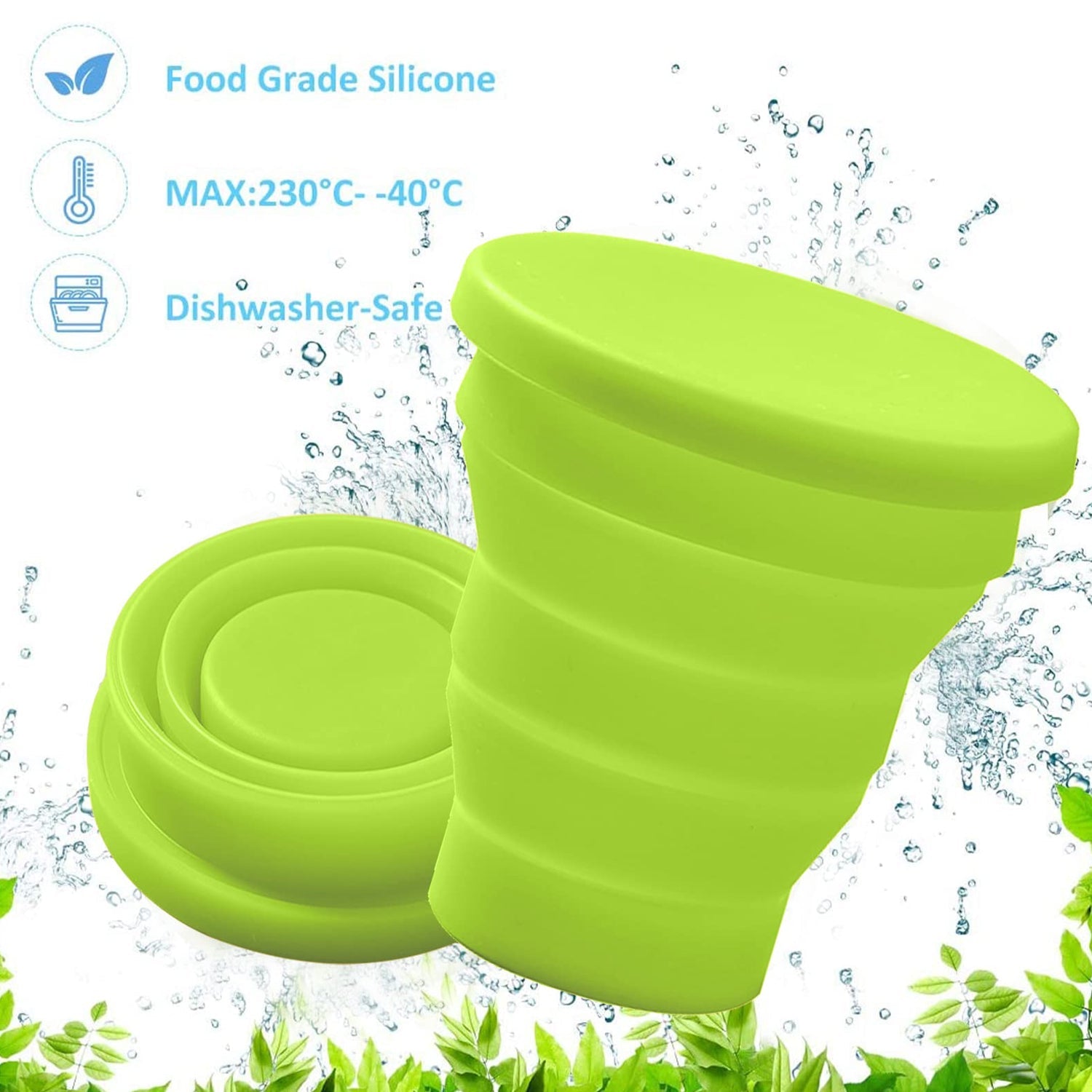 Person enjoying a drink from a silicone foldable mug in an outdoor setting.