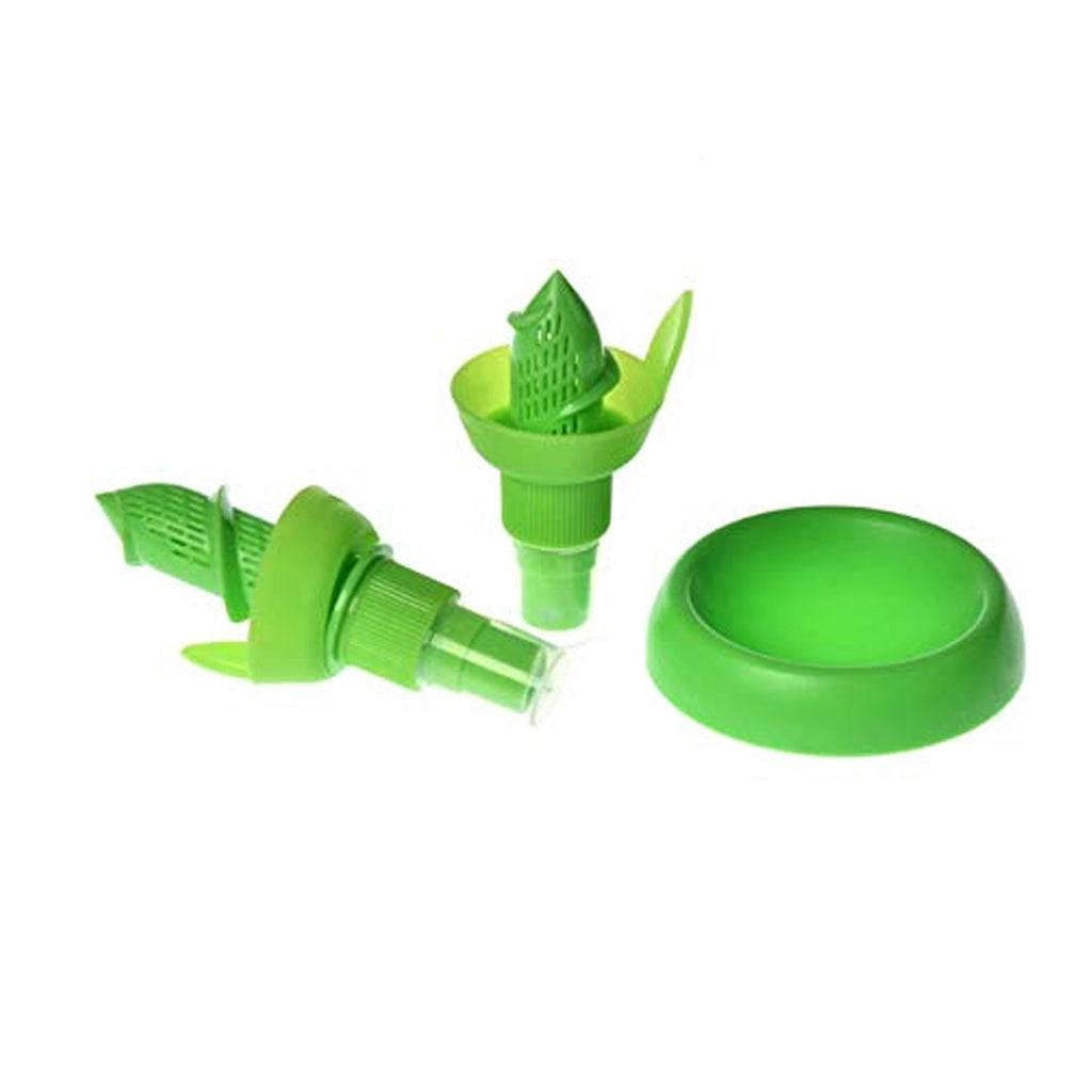 Complete 3-piece ChefAura citrus sprayer set with two sizes and a stand.