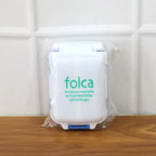 Blue portable pill organizer with secure lids