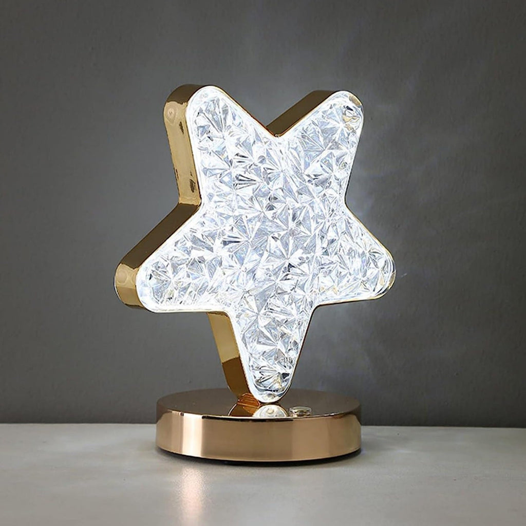 USB rechargeable Crystal Diamond Lamp glowing with soft light on a tabletop.