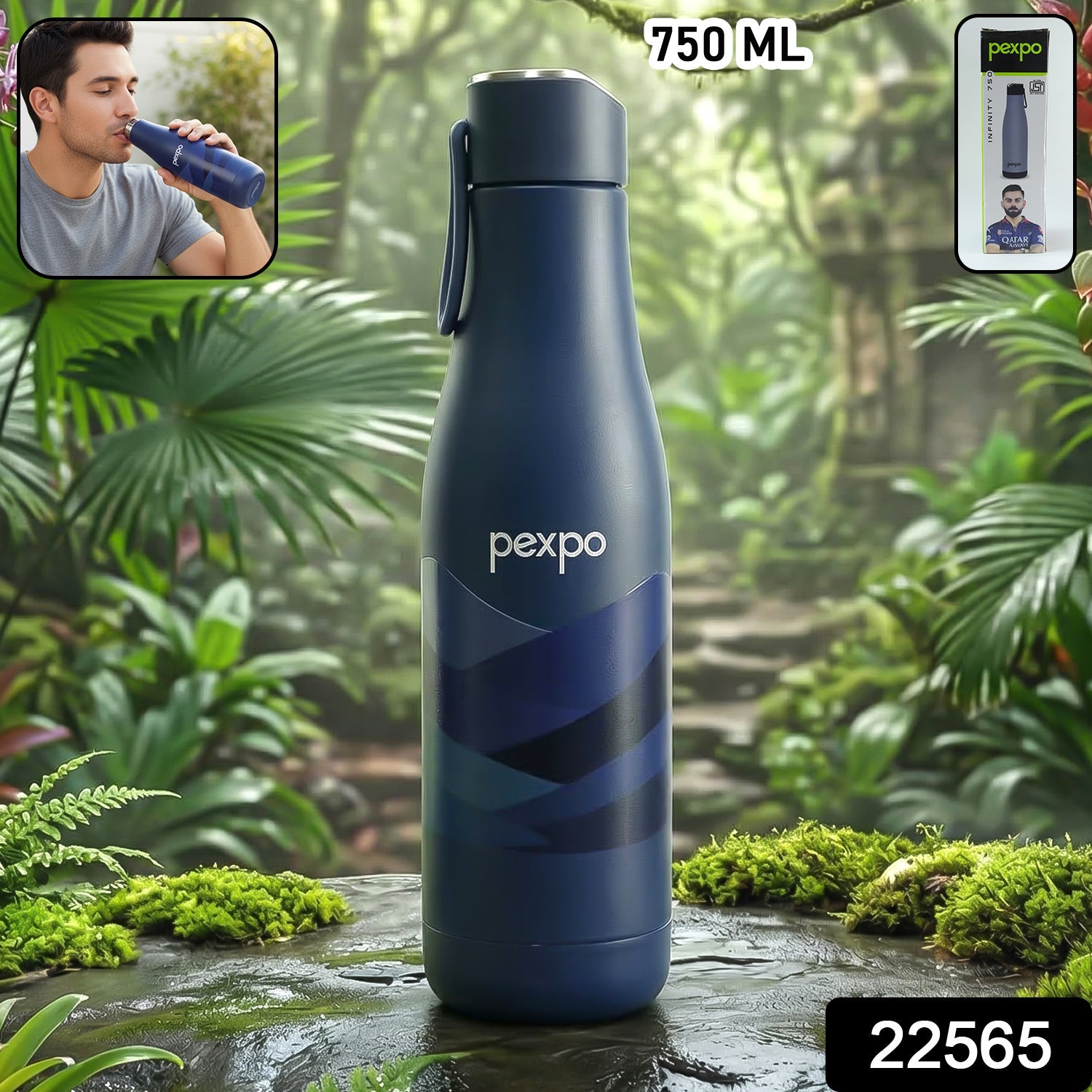 Vacuum insulated thermo flask-style water bottle with modern design