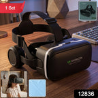 Side view of the Fitnos VR Headset, highlighting built-in headphones.
