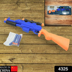 The Mind Craze shooting toy gun for kids displayed with its safe soft arrows.