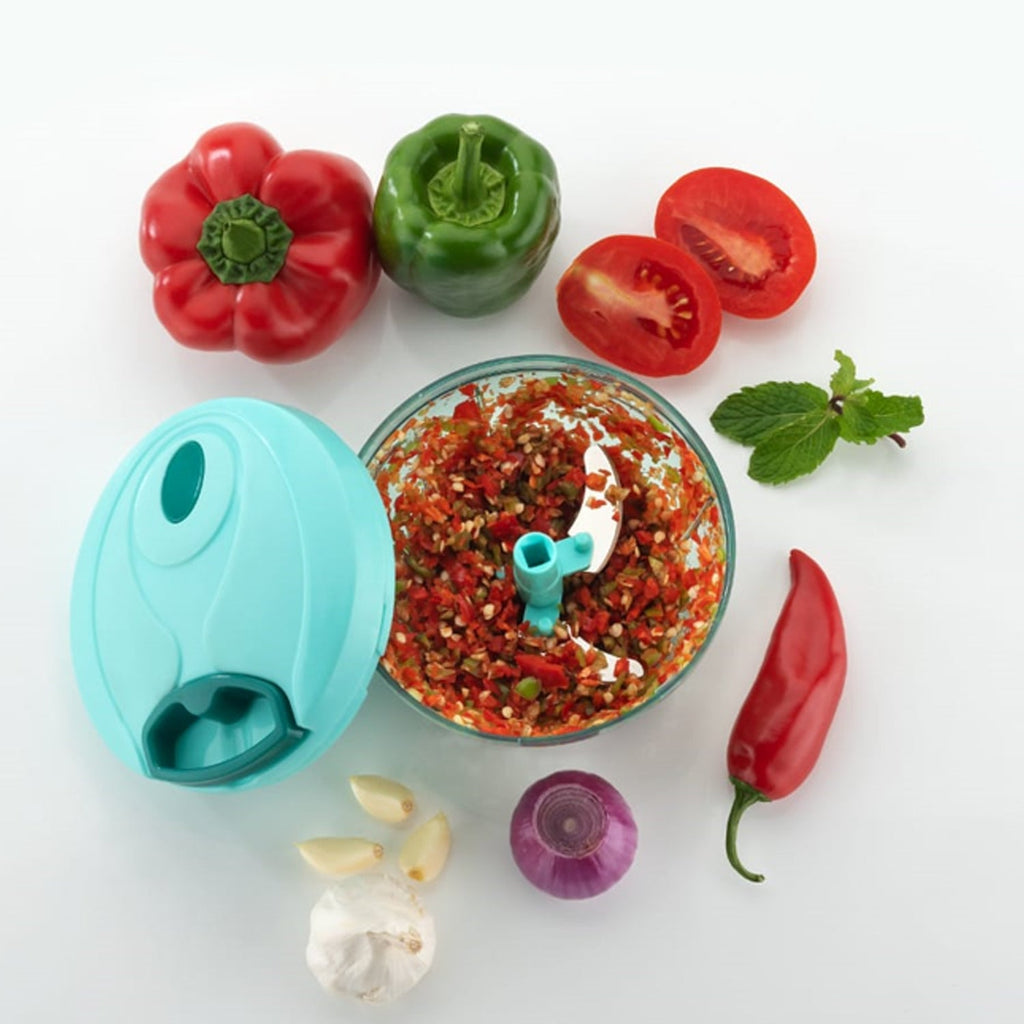 Bathora Mini Vegetable Chopper on a modern kitchen countertop, ready for use.