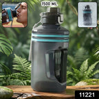 Gym water bottle in use with handle for convenience