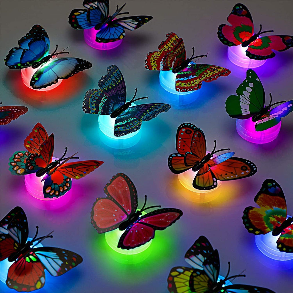 Butterfly 3D Illusion Night Lamp glowing brightly in soft lighting