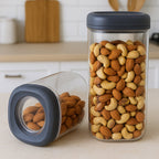 Food storage container with twist-lock lid keeping contents fresh