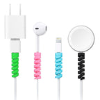 Multi-colored spiral cable protectors, a 4-pack solution for cable protection.