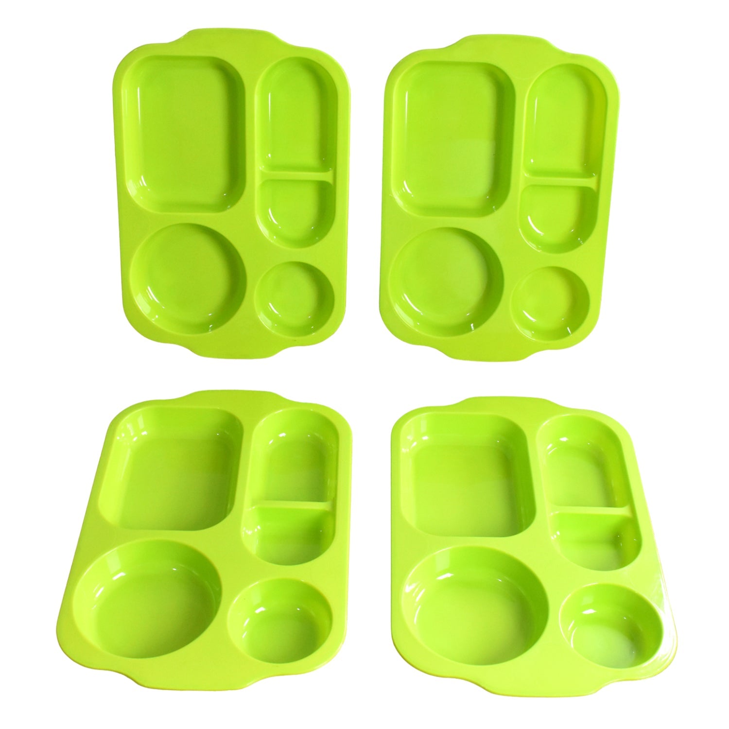 Unbreakable divided plates, ideal for both kids and adults.
