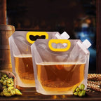 Front view of airtight food storage bag showing clear plastic pouch and handle
