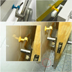Two-piece silicone door stopper set packaged for home use.