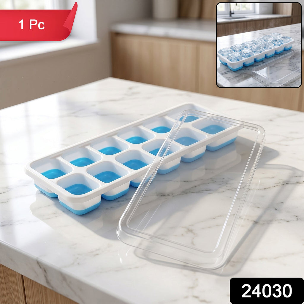 14 grid blue plastic ice cube tray for easy ice making