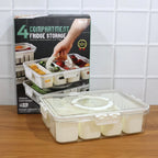 Food storage container with lid and divided compartments