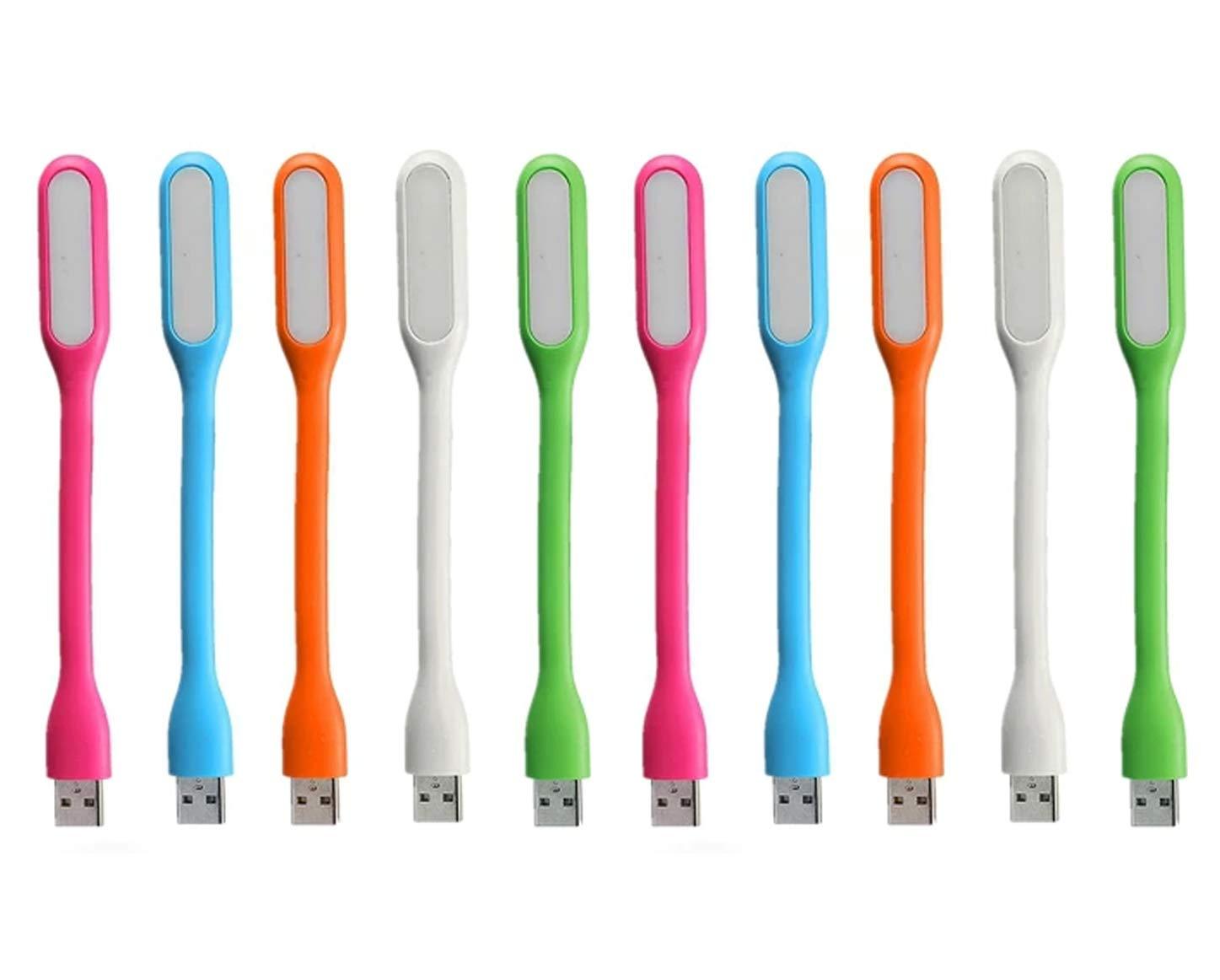 Assorted USB LED Light Lamps in various colors, connected via USB.