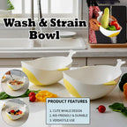 Multipurpose plastic rice washing bowl and colander set, 2 pieces