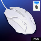 Close-up of the gaming mouse with its dynamic RGB lighting illuminated, adding visual flair.
