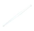 Durable white plastic rolling pin ready for chapati making on a kitchen counter.