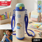 Durable 500ml stainless steel kids water bottle with leakproof lid