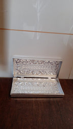 Top view of decorative multipurpose silver cash box sized 20x9 cm for gift packing