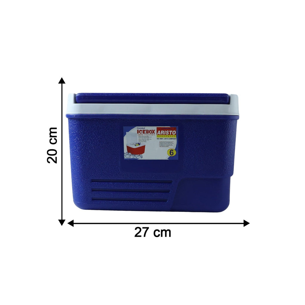 Compact size blue ice cooler box for travel and outdoor activities