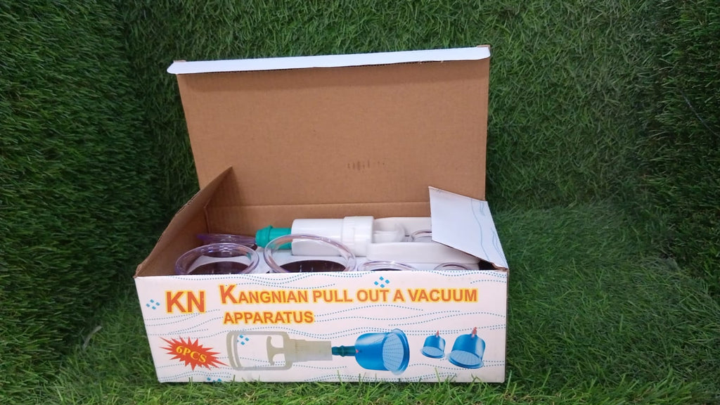 All components of the 6-piece Vacuum Cupping Set neatly arranged for display.