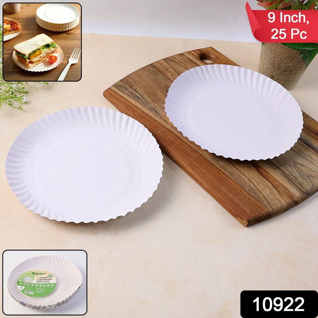 Pack of compostable paper plates for disposable party use