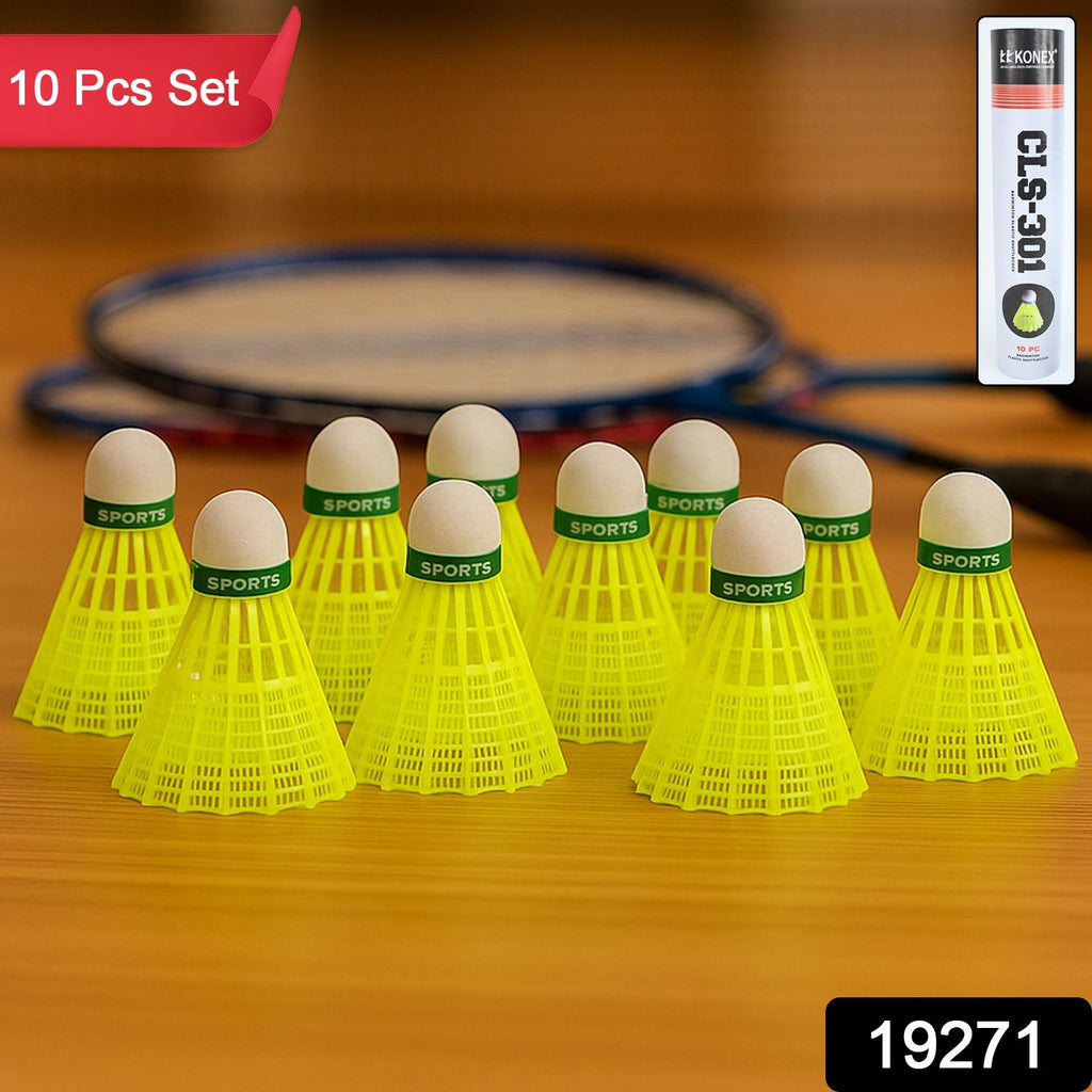 Bright neon yellow Konex plastic badminton shuttlecocks for enhanced visibility