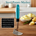 Full view of Apex L-handle stainless steel potato masher