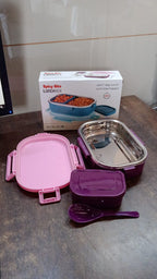 Stainless steel lunch box showing compact, sleek design