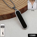 Long rectangular bar pendant necklace for men with minimalist design