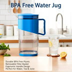 Plastic water and juice jug with lid designed for home use